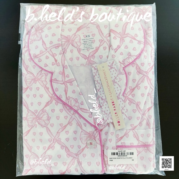 Roller Rabbit x LoveShackFancy Baby Bow Hearts Polo Pajamas in Pink Size XS NWT - Picture 13 of 14